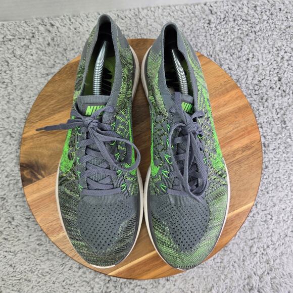 Nike Free 4.0 Flyknit Cool Grey Green Athletic Running Shoe Mens 11 717075-007 - Picture 5 of 14